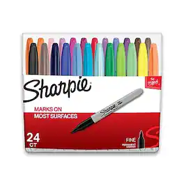 Sharpie - Permanent Markers, Fine Tip, 24/Pack - Assorted