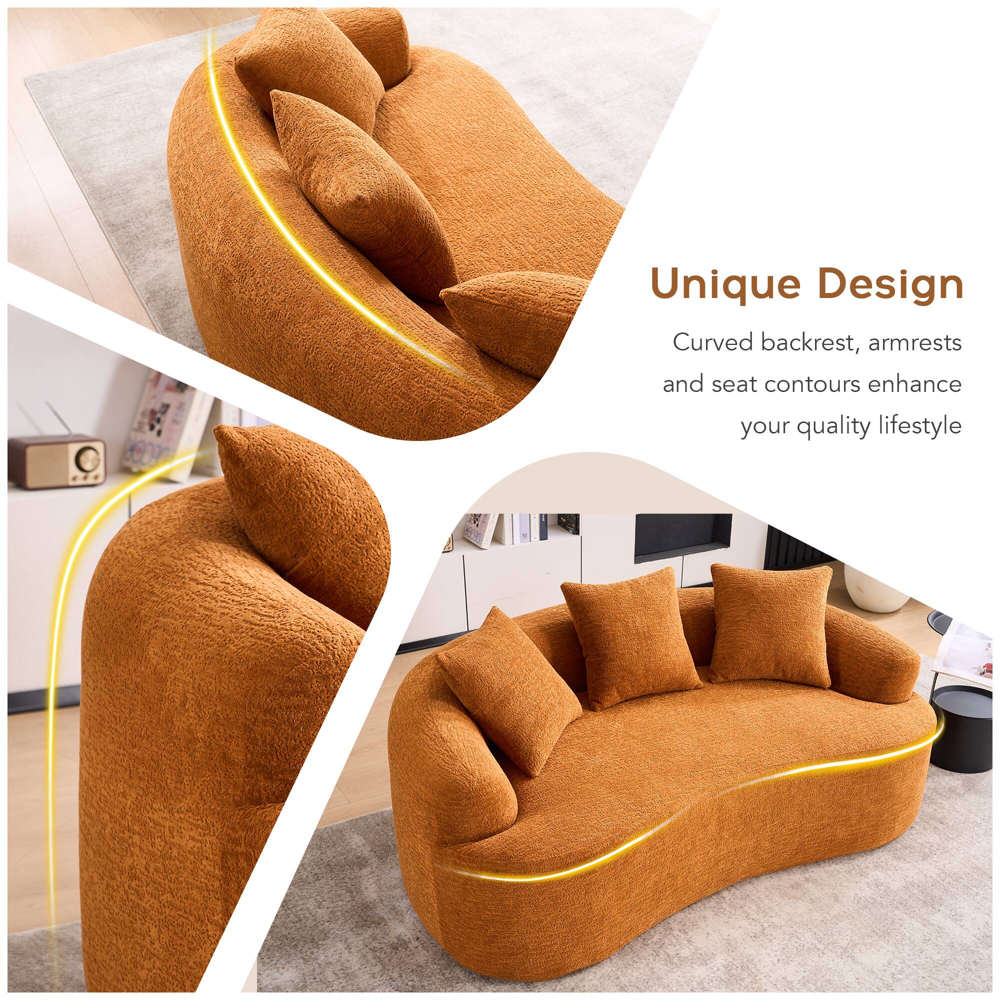 Unique Design

Curved backrest, armrests and seat contours enhance your quality lifestyle