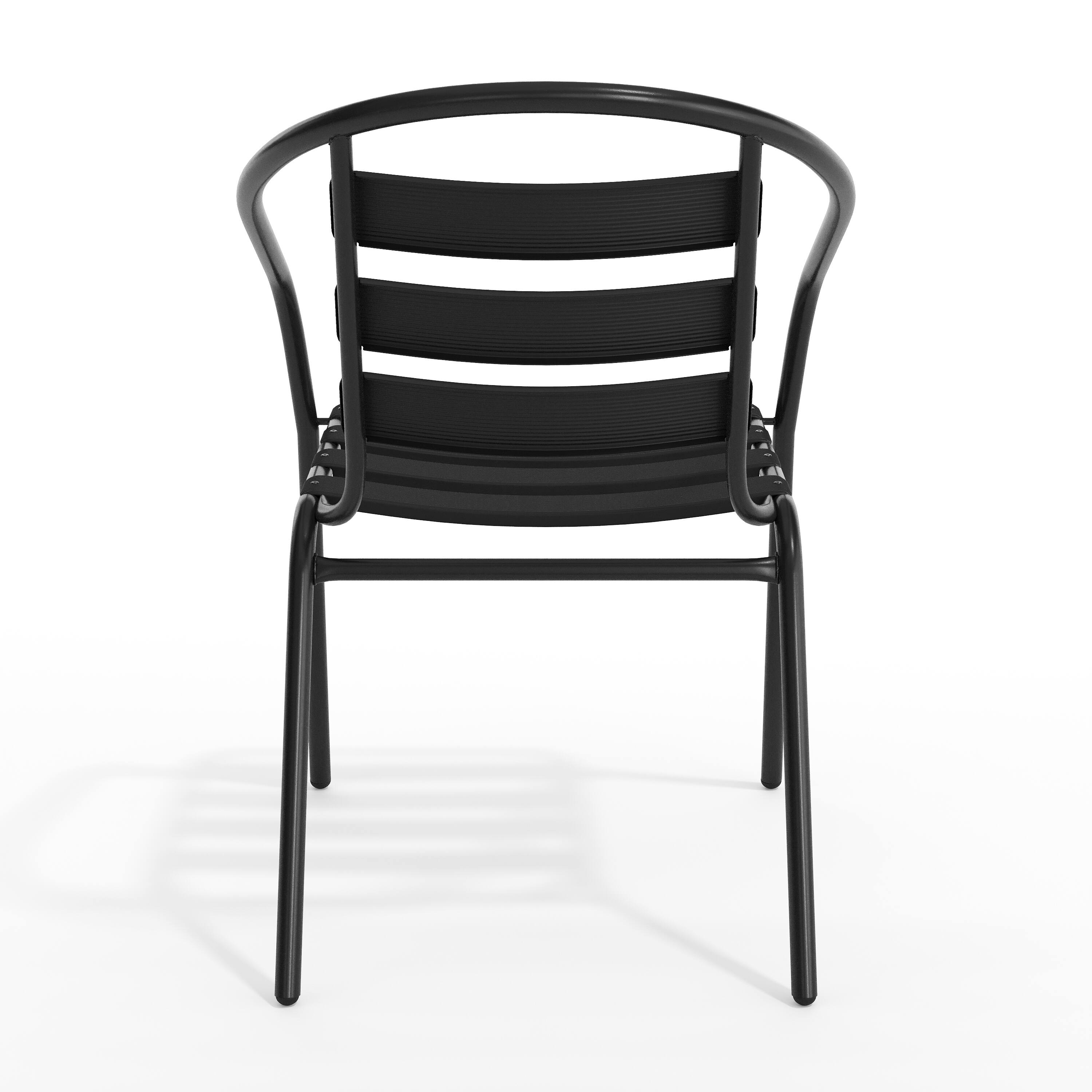 Alt View 7. Emma + Oliver - Metal Restaurant Dining Stack Chair with Aluminum Slats - Black.