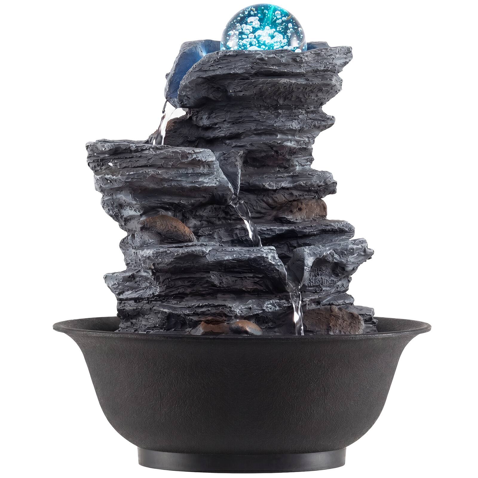 Alt View 1. Costway - Costway Tabletop Water Fountain with Rolling Crystal Ball, Color-Changing LED Light, Pump - Black.