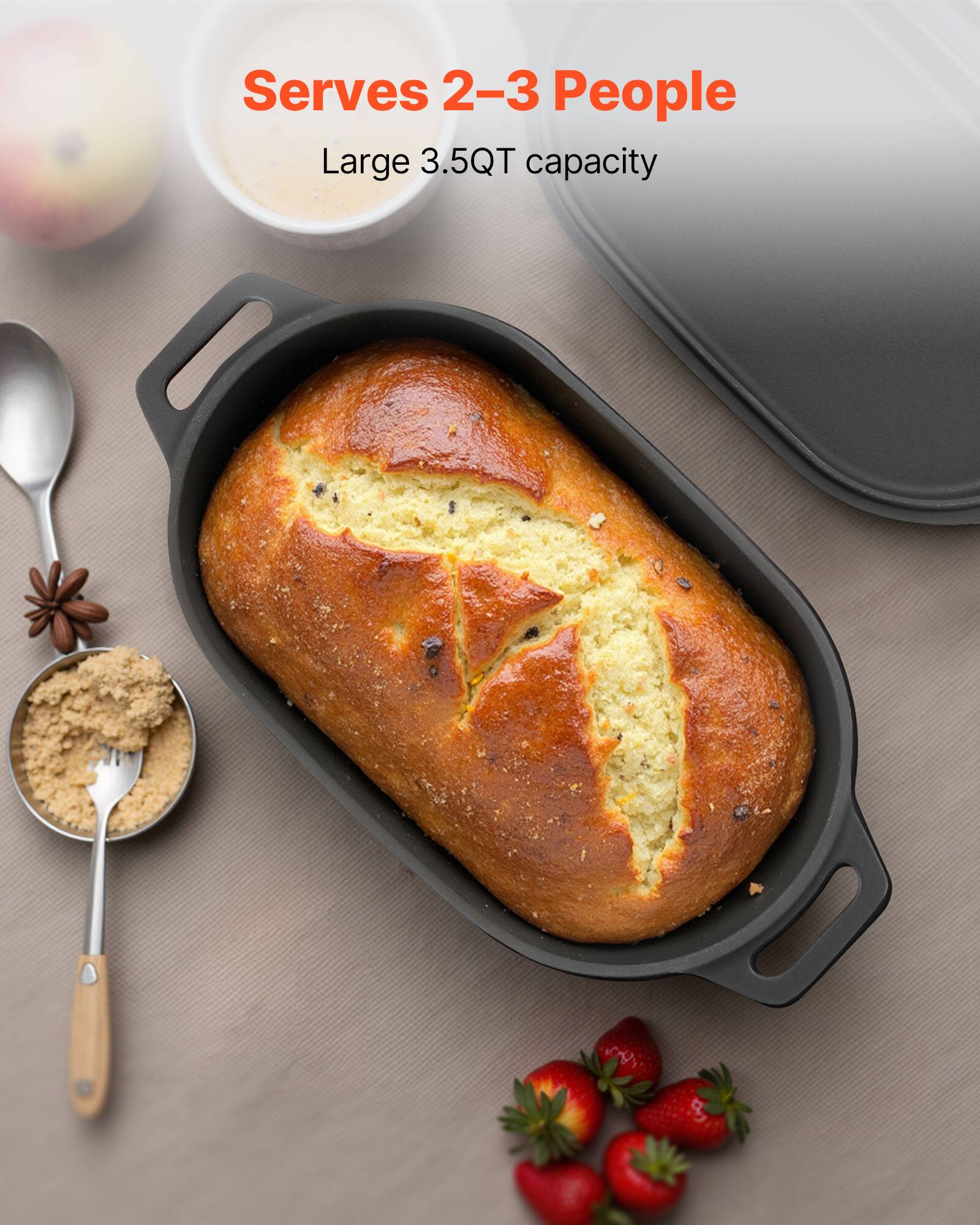 Serves 2-3 People  
Large 3.5QT capacity