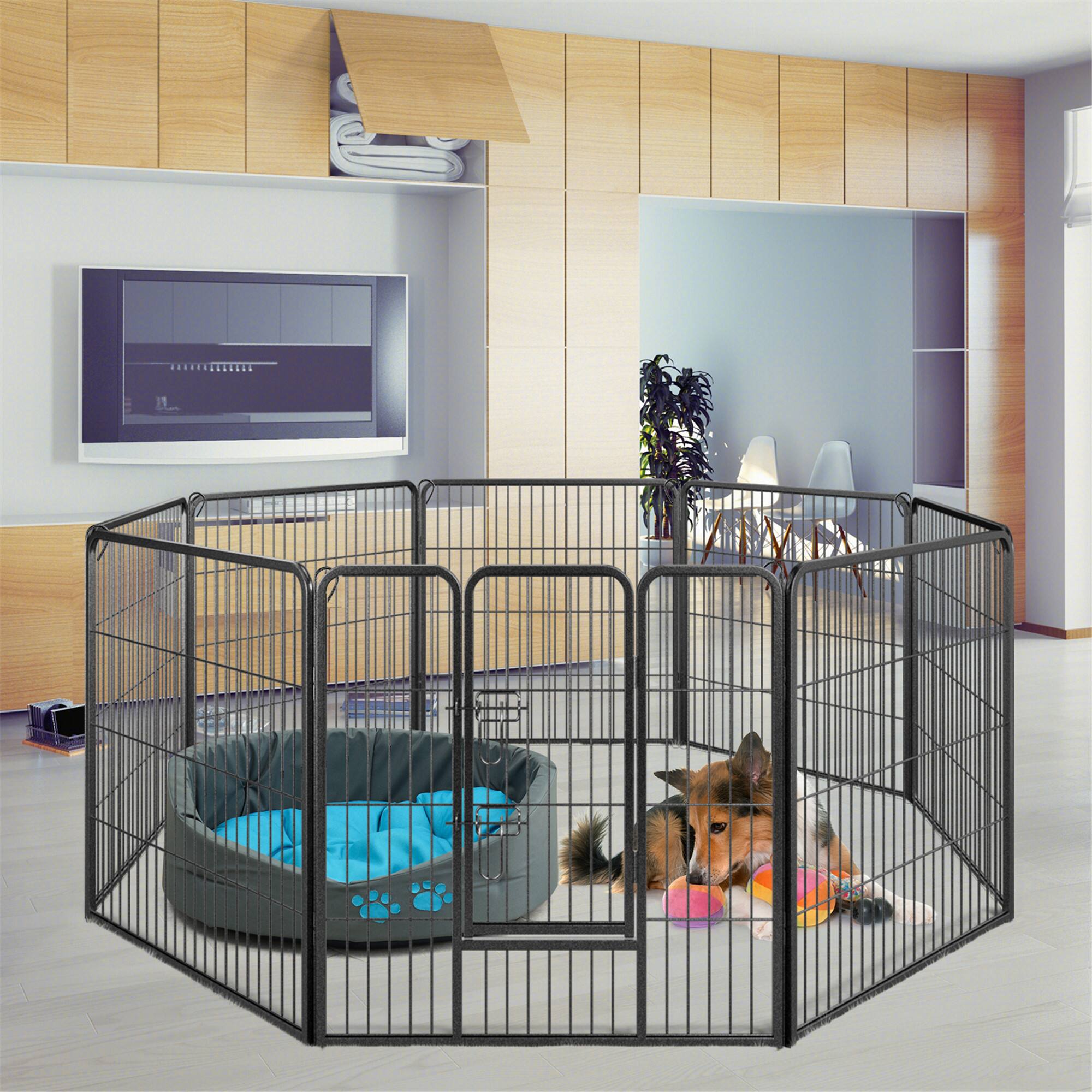 Alt View 5. Gymax - Gymax Dog Playpen Indoor Outdoor 8 Panel 32'' Height Pet Fence for Puppy w/ Door.