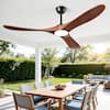 Front. Akofun - 52" Ceiling Fan with Light, 3 Downrods, Walnut Blades, DC Motor, Remote, LED, for Living Room, Farmhouse, Patio & Porch - Walnut.