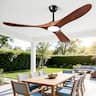 Akofun - 52" Ceiling Fan with Light, 3 Downrods, Blades, DC Motor, Remote, LED, for Living Room, Farmhouse, Patio & Porch - Walnut