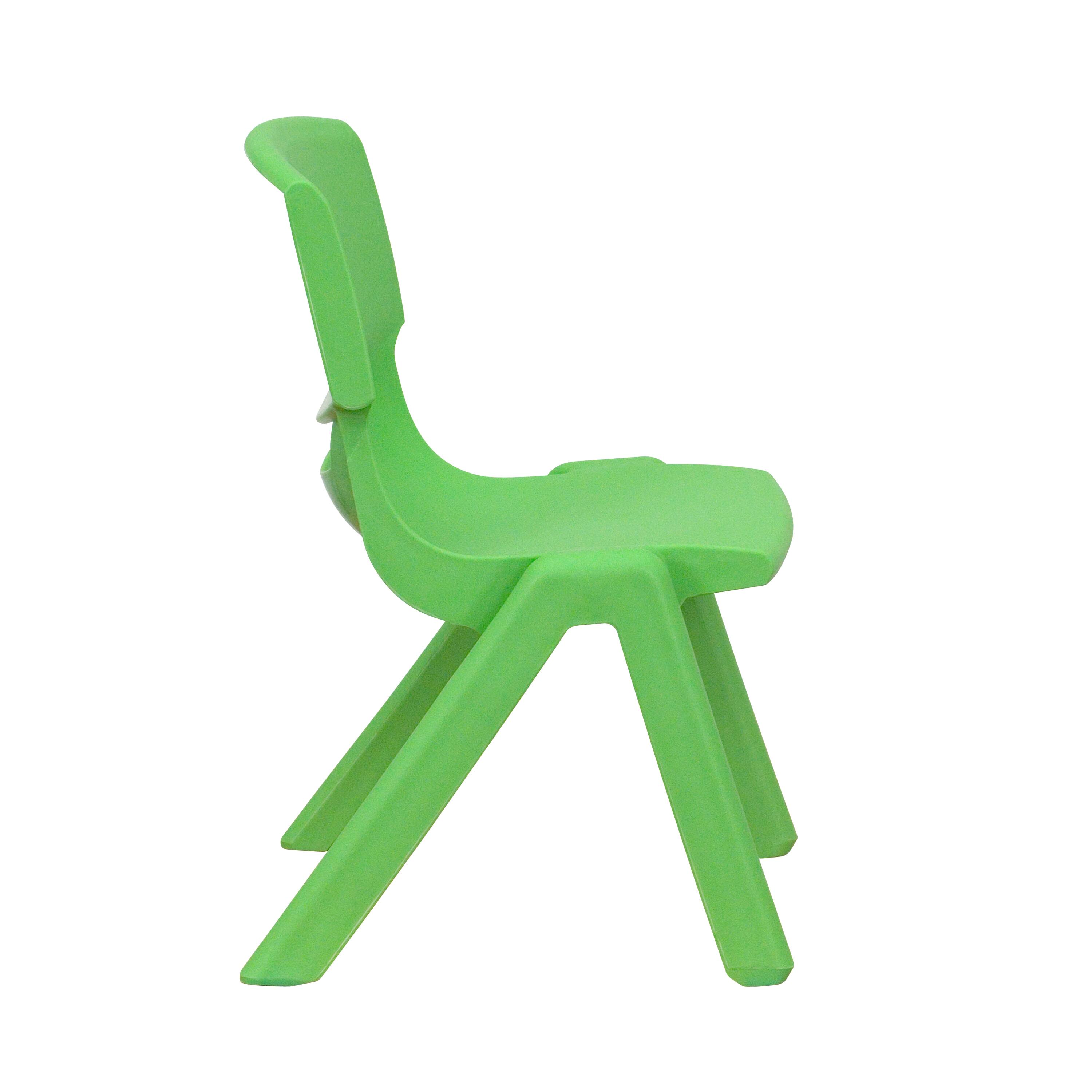 Alt View 7. Emma + Oliver - 4 Pack Plastic Stackable Pre-K/School Chairs with 10.5"H Seat - Green.