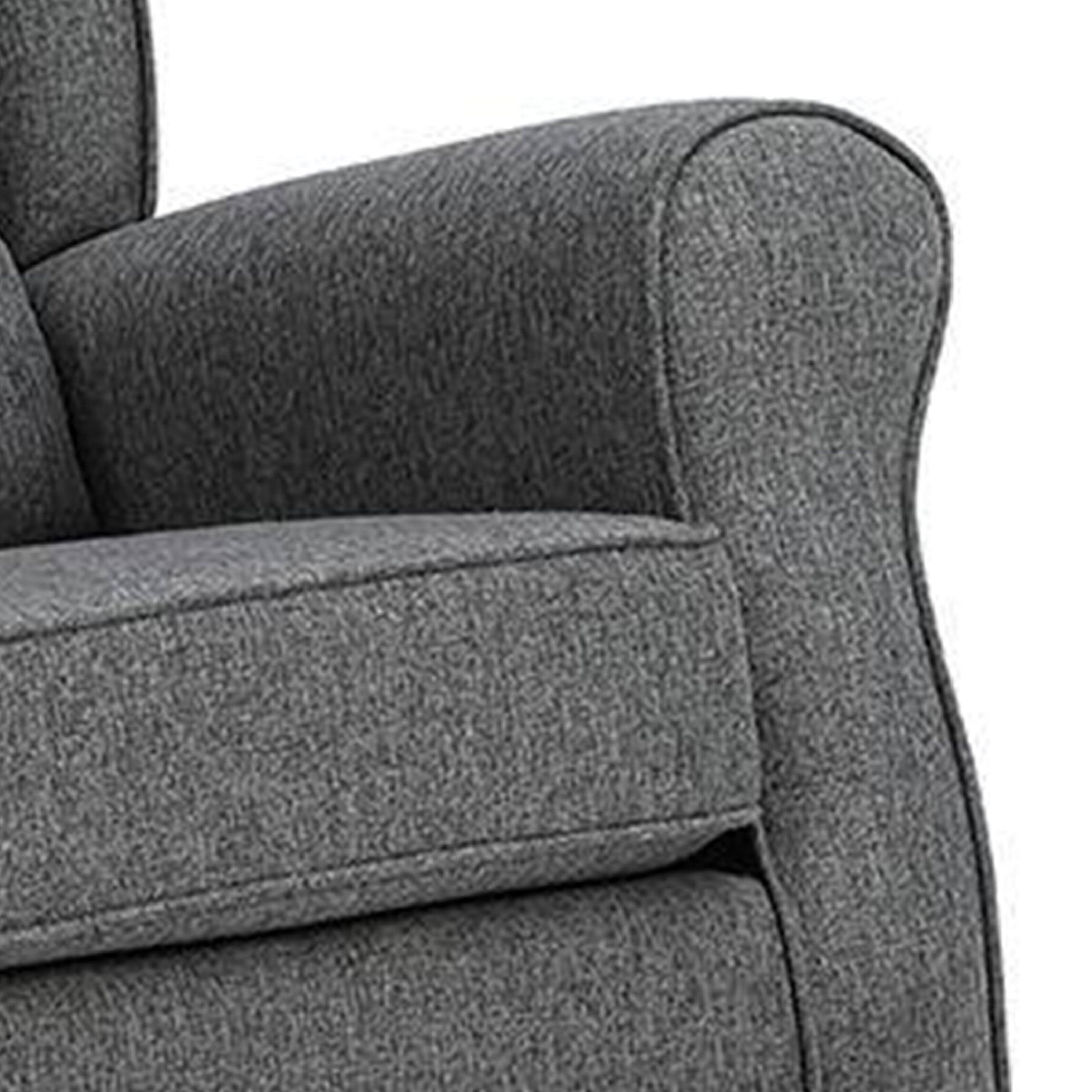 Alt View 1. Manhattan Lane - 34 Inch Rocking Chair, Wood Frame, Channel Tufted Gray Fabric Upholstery - Gray.