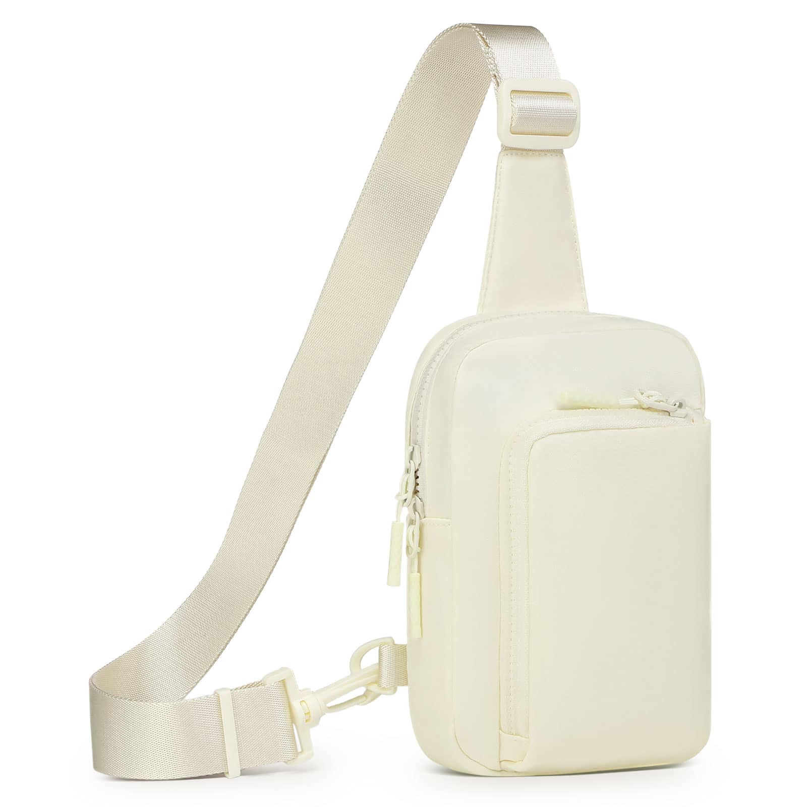 Unique Bargains - Mini Sling Bag for Men Women Crossbody Fanny Packs Fits for 6.3" Phone Reversible Nylon Chest Bag for Travel Running - Beige