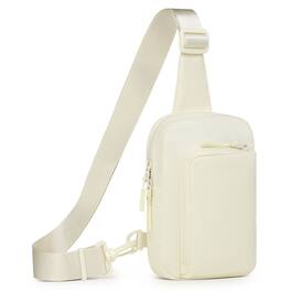 Unique Bargains - Mini Sling Bag for Men Women Crossbody Fanny Packs Fits for 6.3" Phone Reversible Nylon Chest Bag for Travel Running - Beige