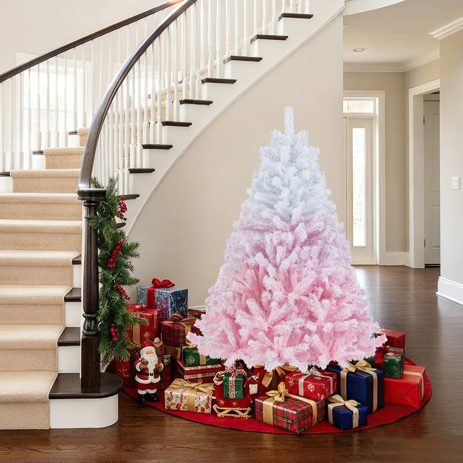 Alt View 3. Gymax - Gymax 5  FT Artificial Christmas Tree Hinged Snow Flocked Xmas Tree w/ 456 Lush Branch Tips - Pink.