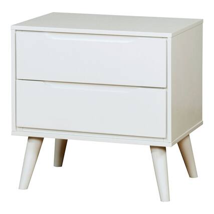 Front. Furniture of America - Belkor Mid-Century Modern Wood 2-Drawer Nightstand - White.