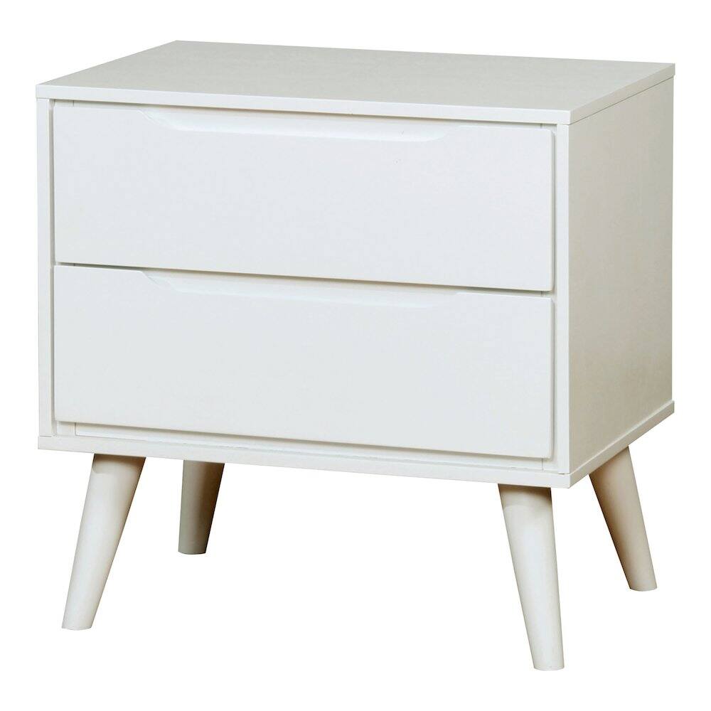 Front. Furniture of America - Belkor Mid-Century Modern Wood 2-Drawer Nightstand - White.