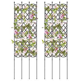 Costway - 2 PCS Garden Trellis for Climbing Plants Rustproof Metal Plant Support Frame - Natural