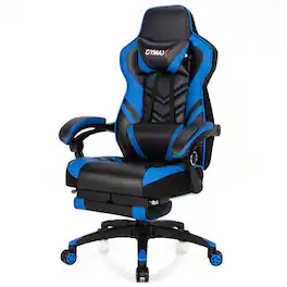 Gymax - Office Computer Desk Chair Gaming Chair Adjustable Swivel w/Footrest - Blue