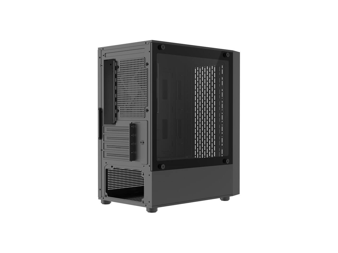 Alt View 7. DIYPC - DIYPC DIY-V2 MicroATX Black USB3.0/Type C Tempered Glass Gaming Case w/ 120mm Fan - Black.