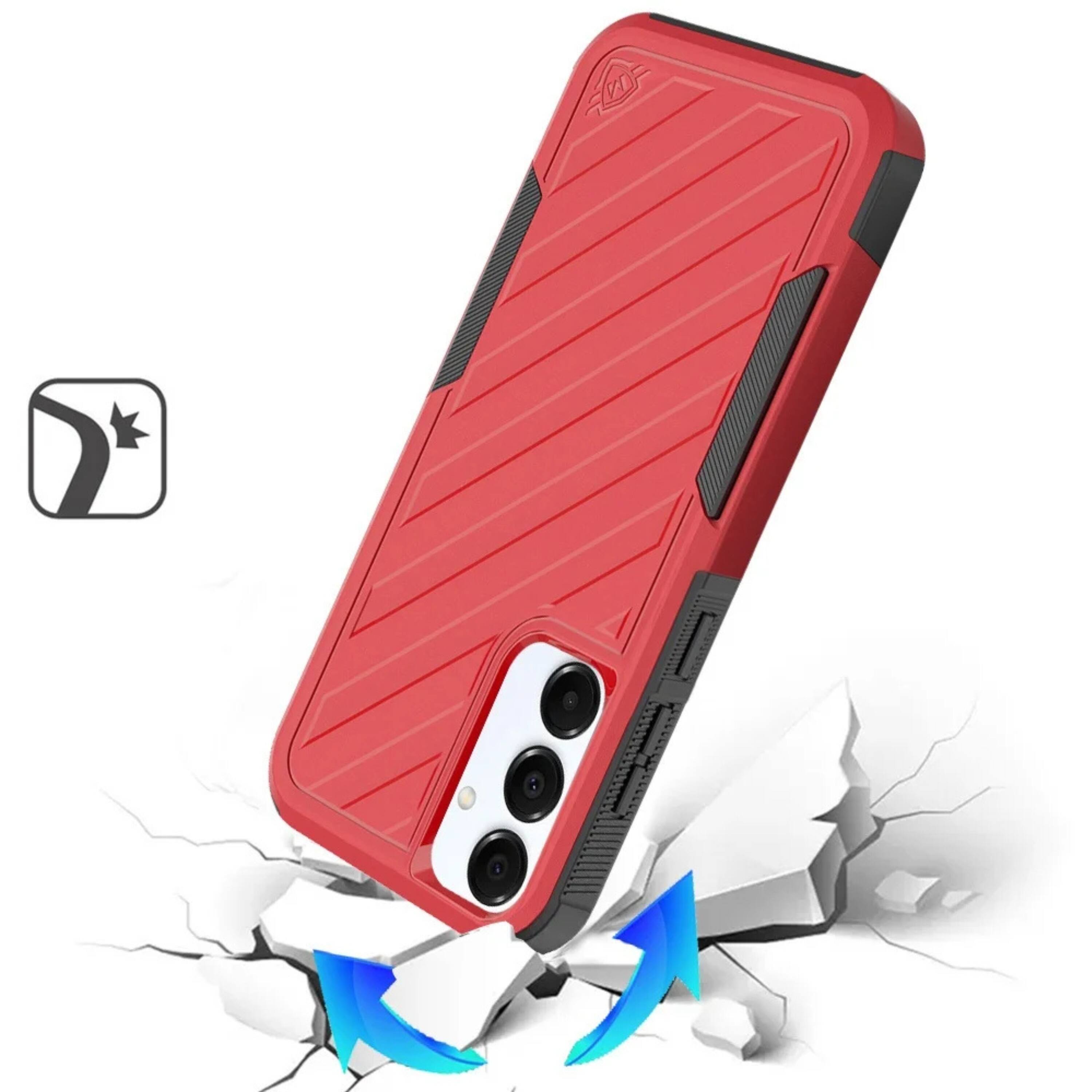 Back. Kitcheniva - Shockproof Rugged Case For Samsung S25 Plus S24 Plus Dual Layer Design Red - Red.