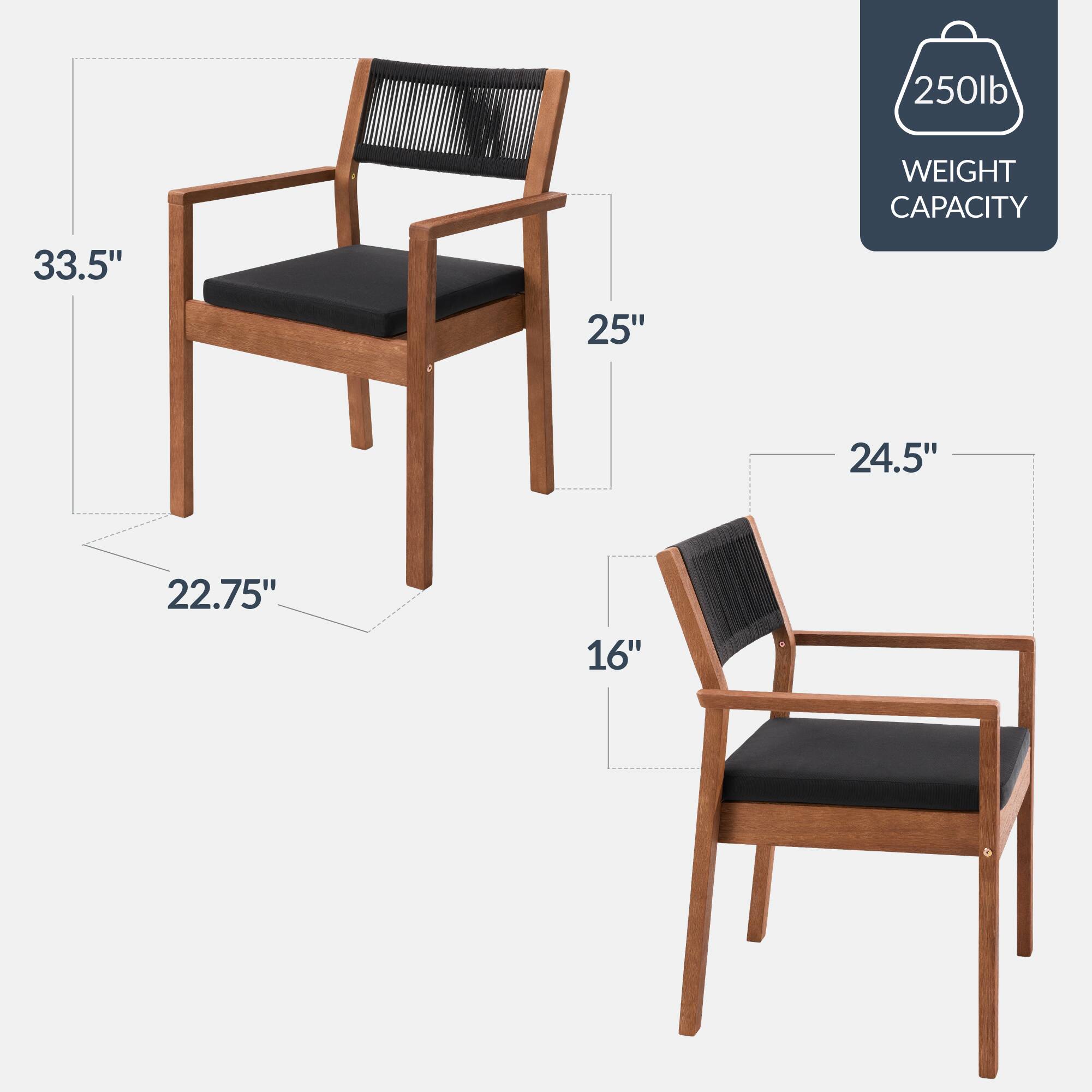 250lb WEIGHT CAPACITY  
33.5"  
25"  
24.5"  
22.75"  
16"