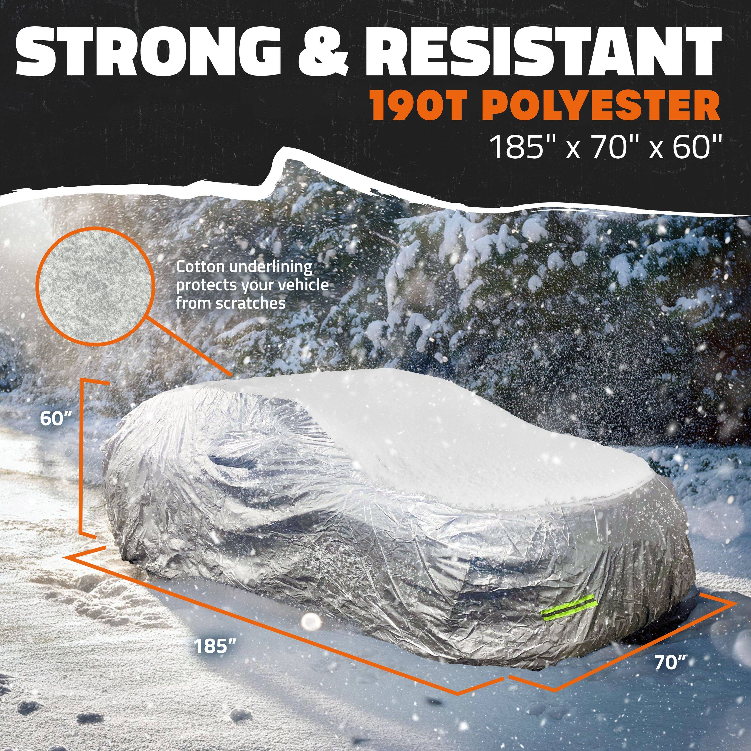 STRONG & RESISTANT  
190T POLYESTER  
185" x 70" x 60"  

Cotton underlining protects your vehicle from scratches