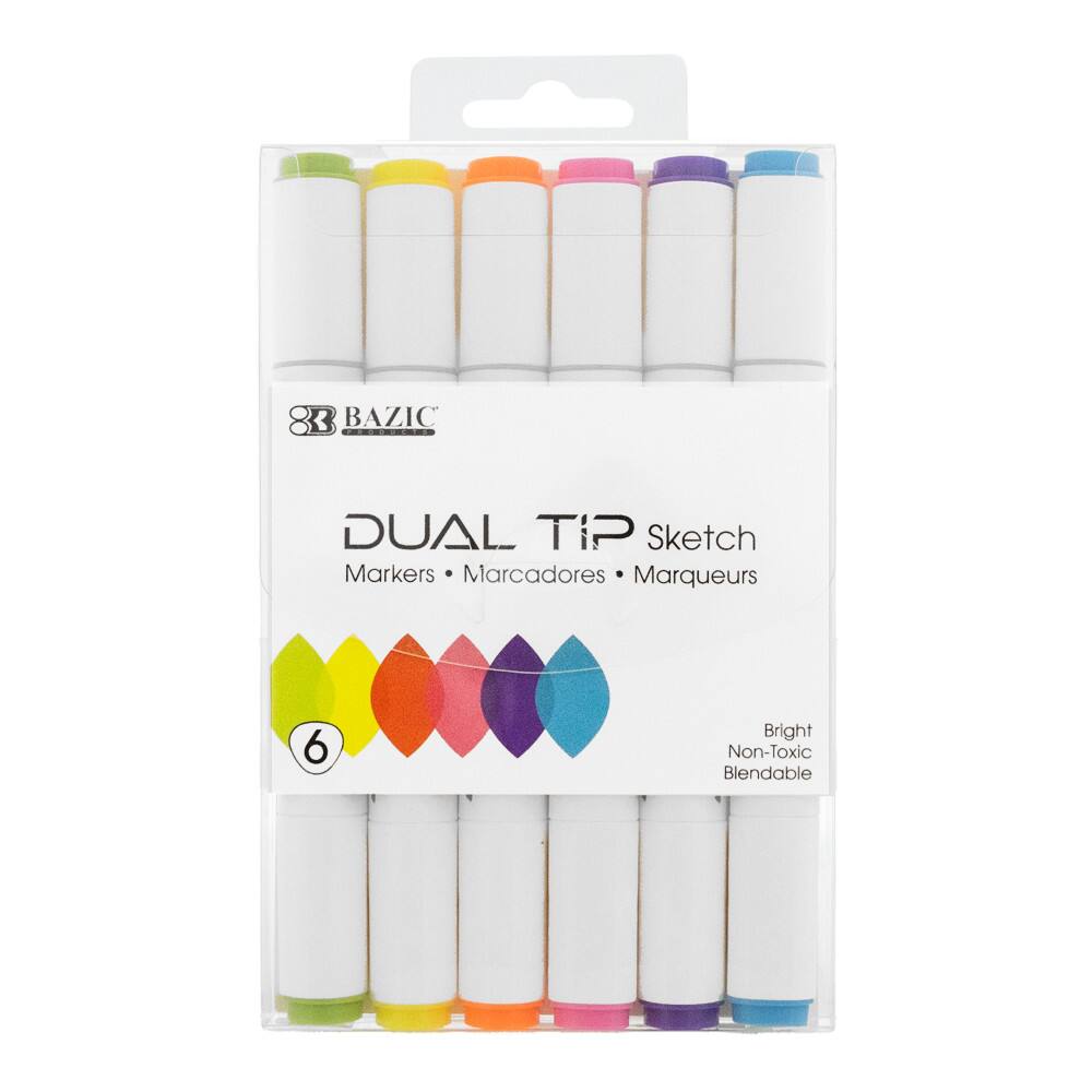 3 BAZIC DUAL TIP Sketch Markers  
Marcadores Marqueurs  
6 Bright Non-Toxic Blendable