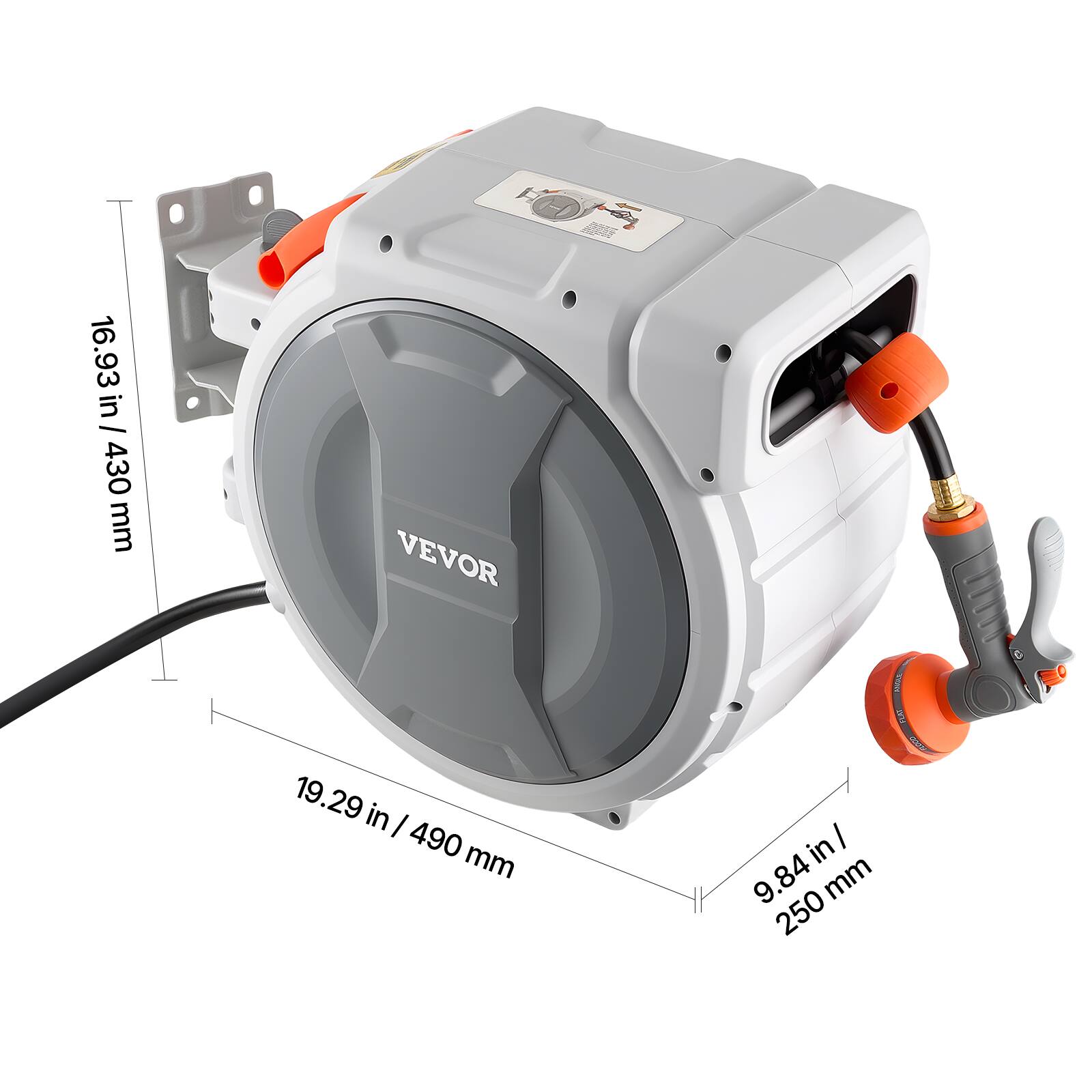 16.93 in / 430 mm  
19.29 in / 490 mm  
9.84 in / 250 mm