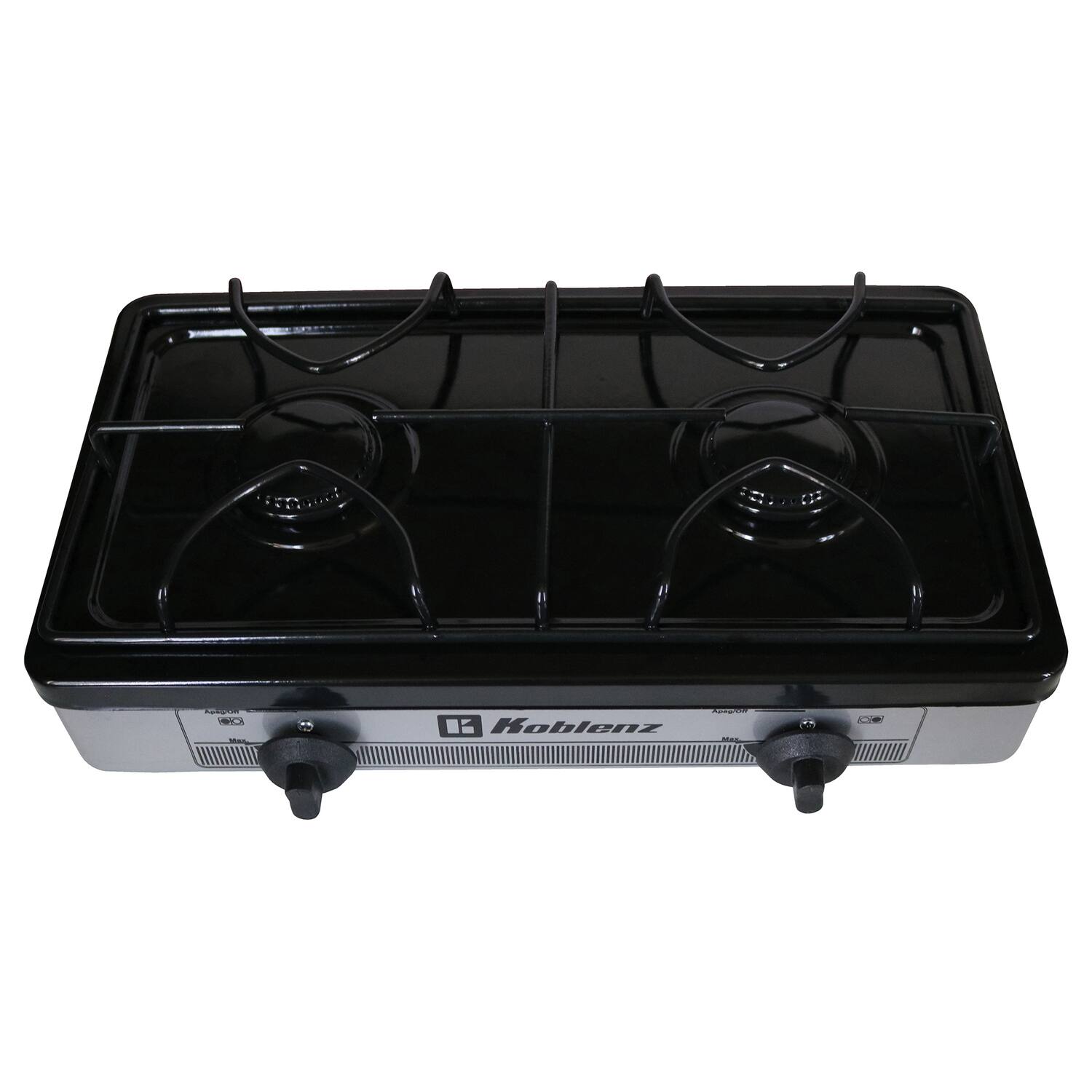 Left. Koblenz - Koblenz Outdoor 2-Burner Gas Stove Top Great for Camping and Tailgating.