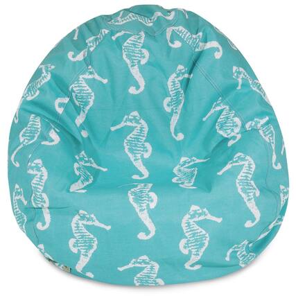 Front. Majestic Home - Large Bean Bag Sea Horse Teal - Blue.