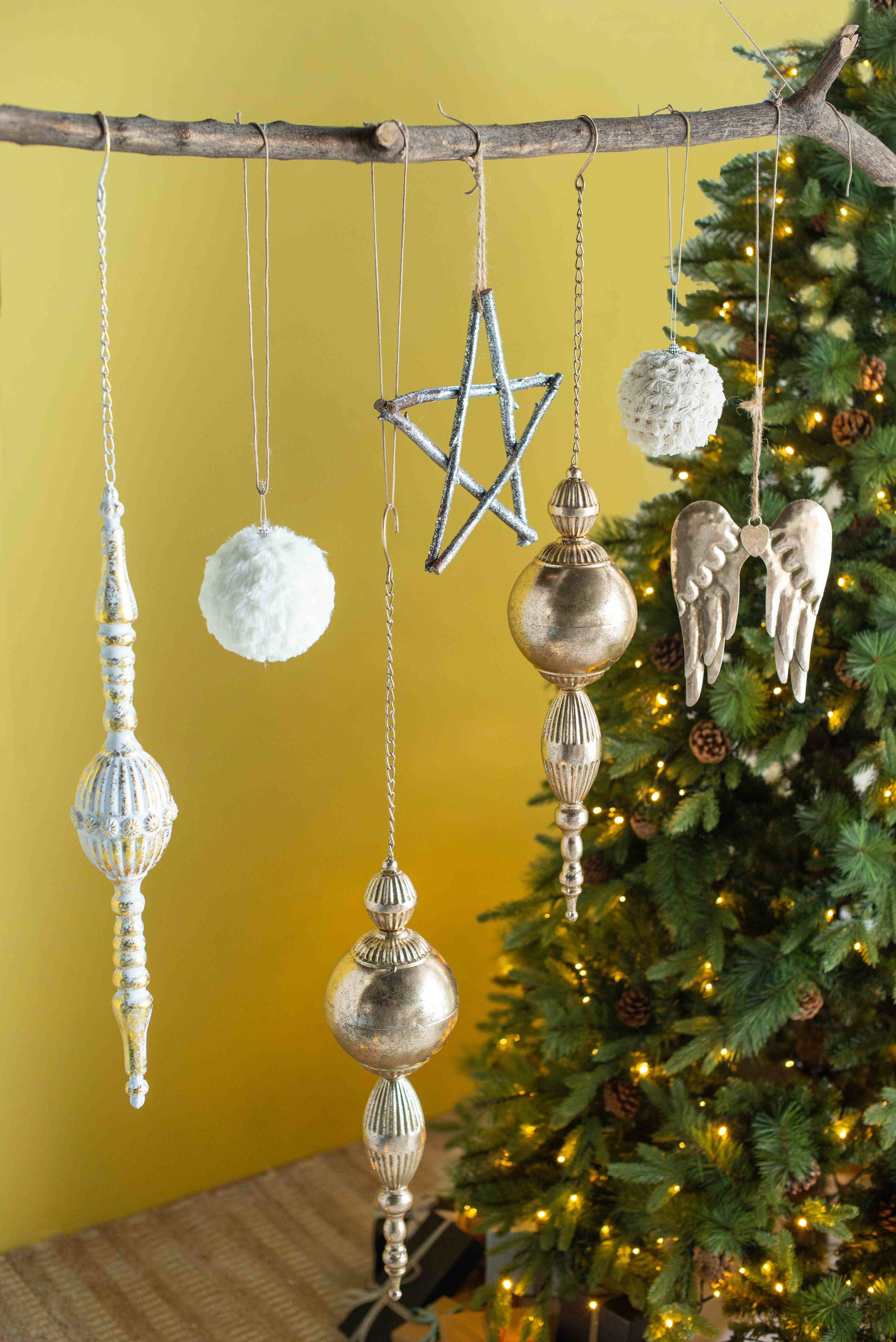 Alt View 2. Dexmalle - Dexmalle-Christmas Tree Decorative Hanging Cream Ruffle Ball Ornament-Set of 6,White - White.