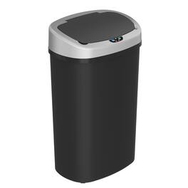 iTouchless - 13 Gallon Oval Plastic Sensor Kitchen Trash Can with AbsorbX Odor Filter - Black