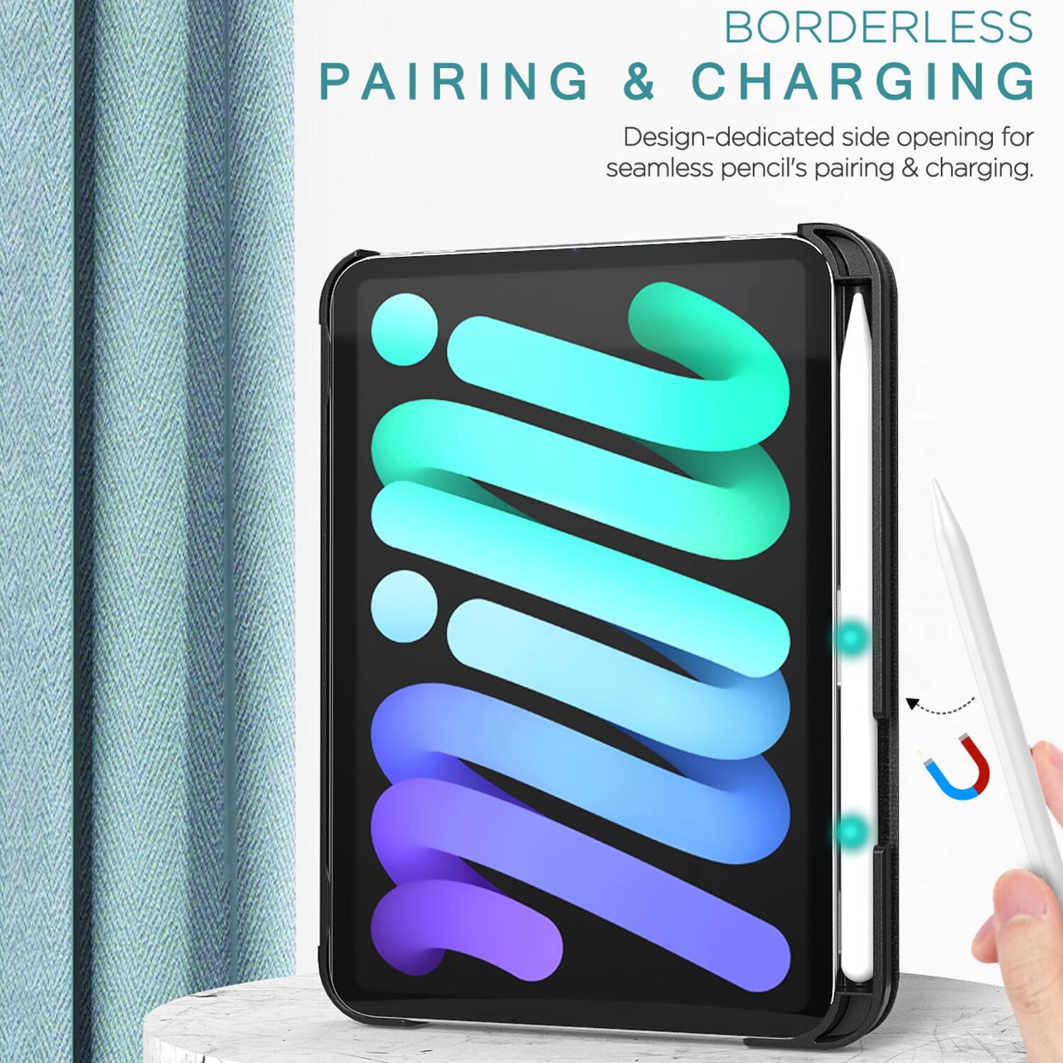 BORDERLESS PAIRING & CHARGING Design-dedicated side opening for seamless pencil pairing & charging.