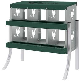 Pawhut - Nesting Boxes, 6 Compartment Steel Nesting Boxes for Chickens - Silver