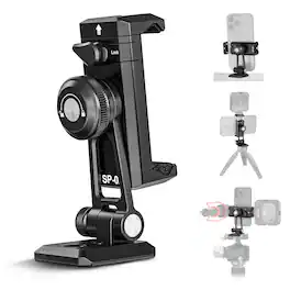 Neewer - Metal Phone Mount with Arca QR & Cold Shoe - 360° Swivel Holder for iPhone & Galaxy S24 - Black
