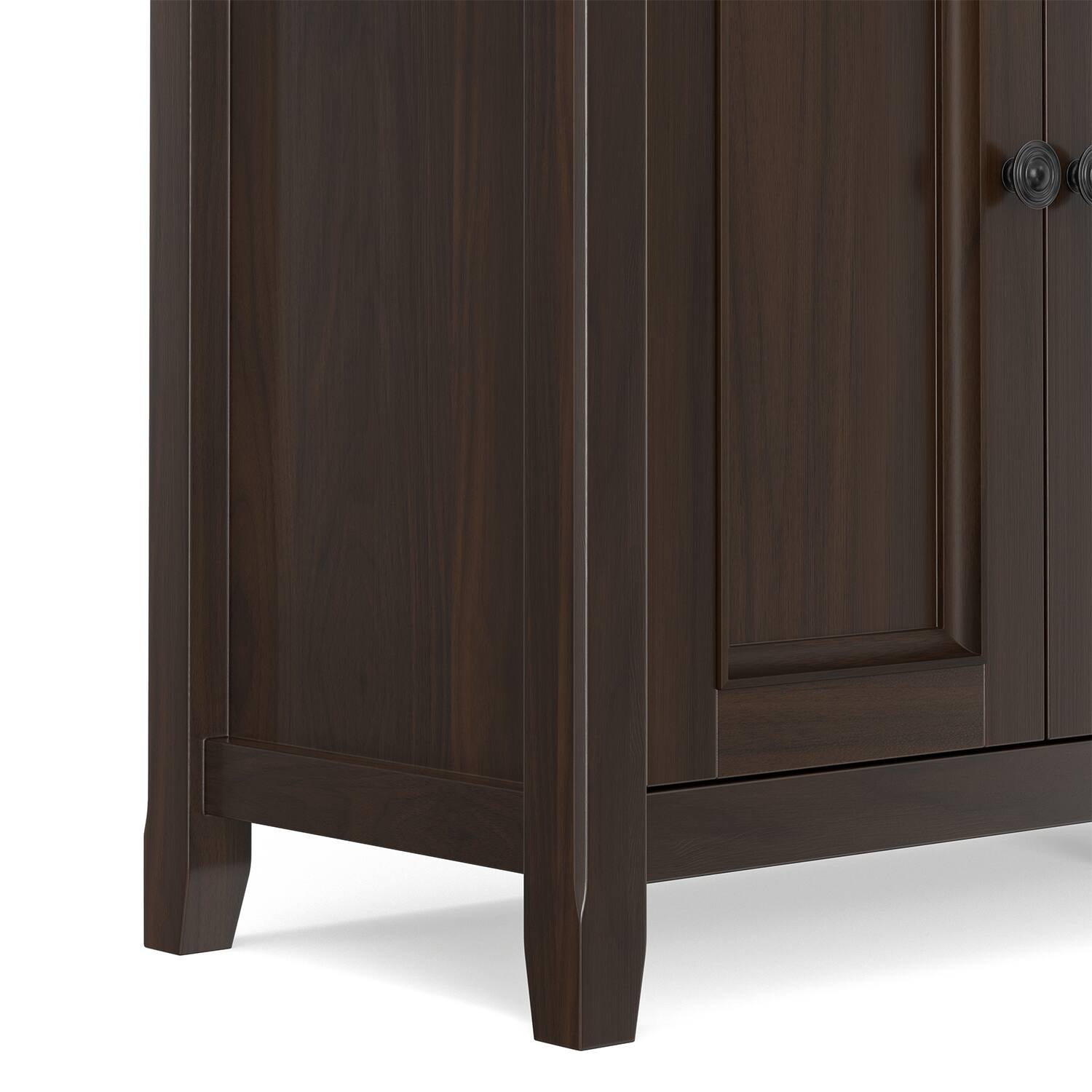 Alt View 6. Simpli Home - Simpli Home Amherst 84 inch Wide Solid Wood Transitional TV Stand in Brunette Brown/Bronze - Brunette Brown.