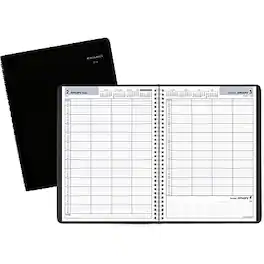 AT-A-GLANCE - 2026 DayMinder 8" x 11" 4-Person Daily Appointment Book, Faux Leather Cover - Black