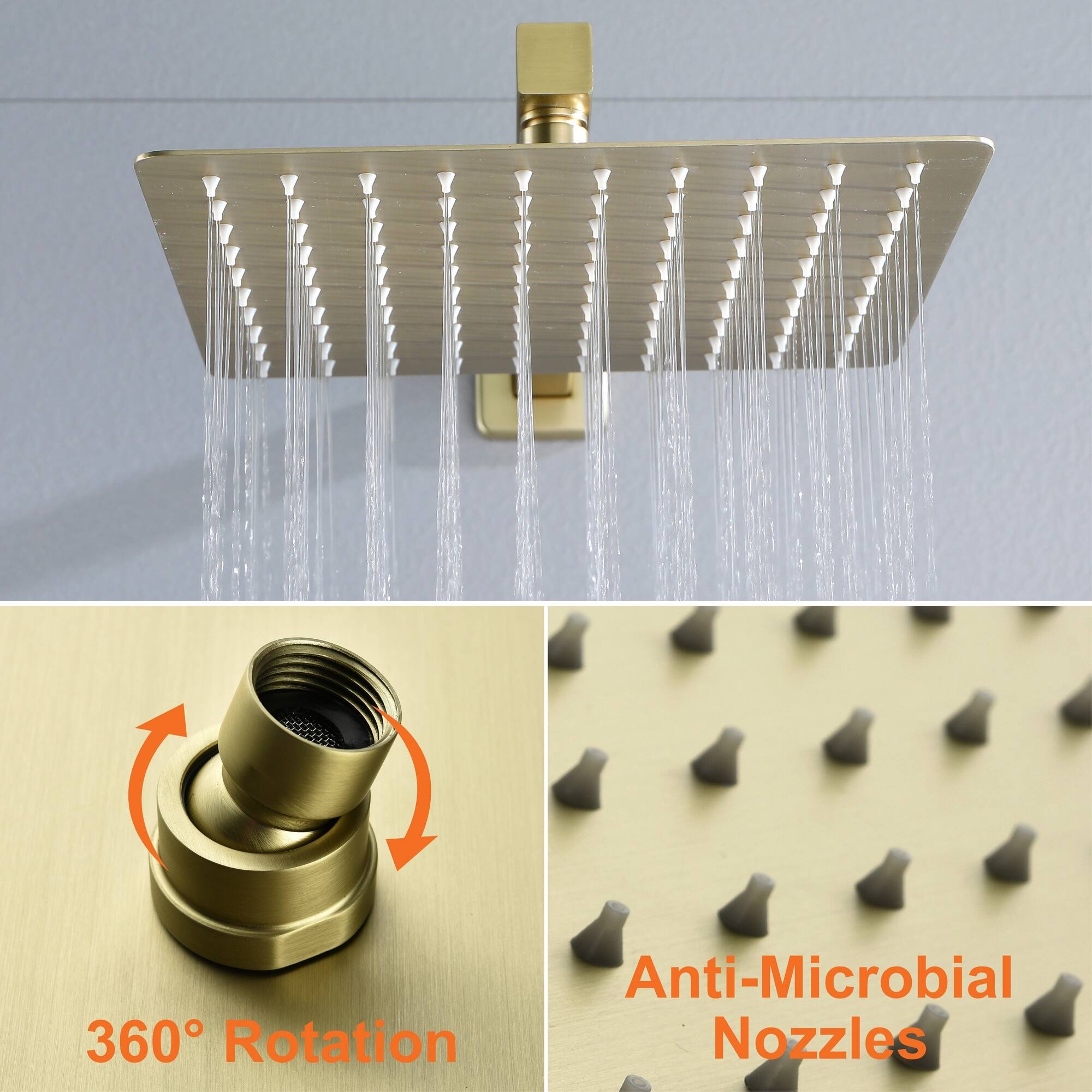 Anti-Microbial Nozzles  
360° Rotation