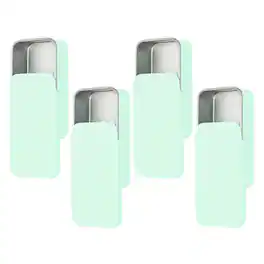 Unique Bargains - 4pcs Metal Tin Box, 2.4x1.3x0.4" Slide Top Small Rectangular Storage, Portable Case for Lip Balm Candies Jewelry - Green
