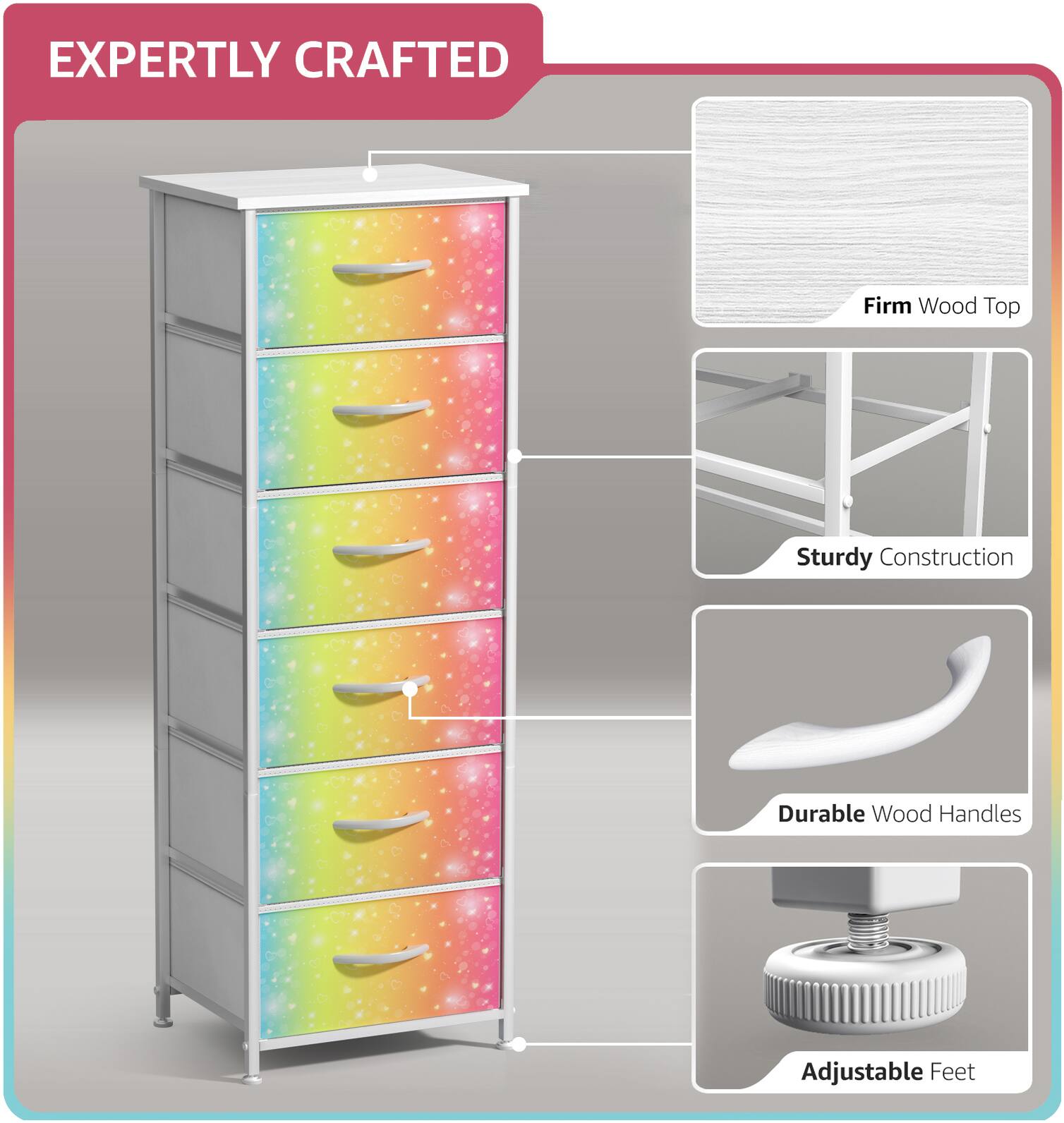EXPERTLY CRAFTED

- Firm Wood Top
- Sturdy Construction
- Durable Wood Handles
- Adjustable Feet