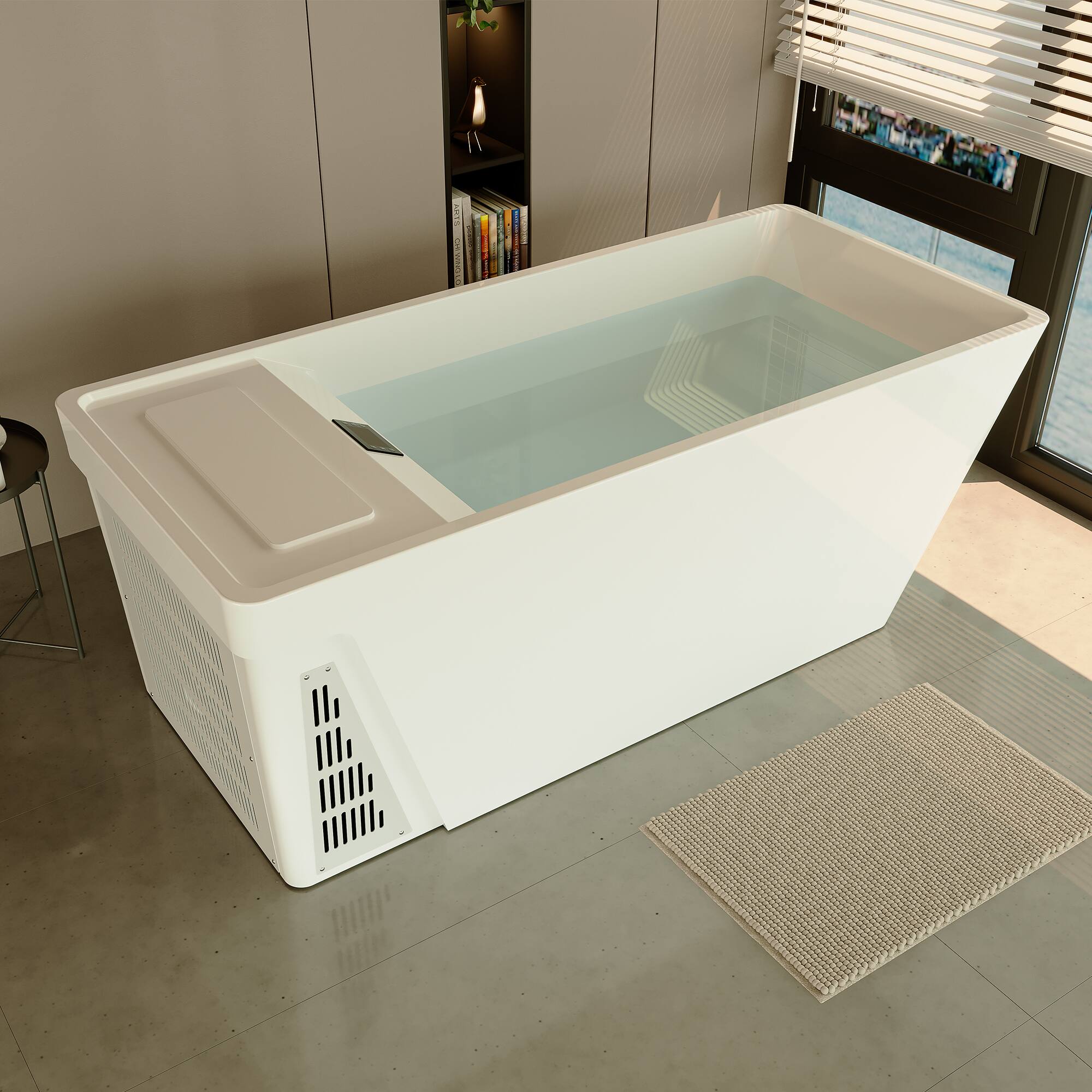 Alt View 5. Empava - All-in-one 78 in. x 31 in. Cold Plunge Bathtub Ice Bath W/ Right Drain - Ozone Sterilization - Chiller - Heater in White - White.