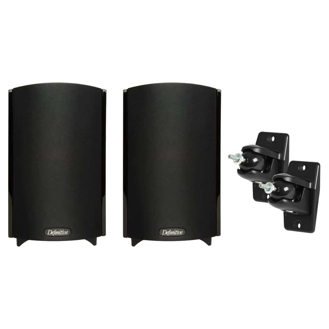 Pair of Definitive Technology ProMonitor 800-2-Way for Home Theater Speaker System + VEPC Pro-Mount 90 - Pair Bundle - Black