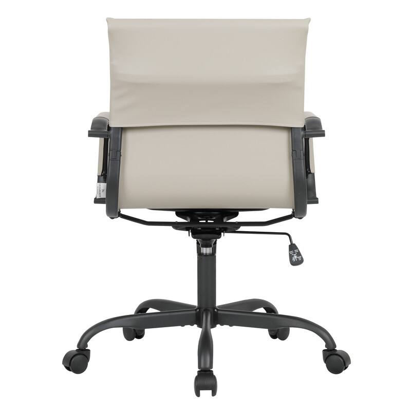 Alt View 6. LeisureMod - Harris Mid-Back Leather Office Chair Adjustable Height Tilt in Black Stainless Steel 360-Degree Swivel - Tan.