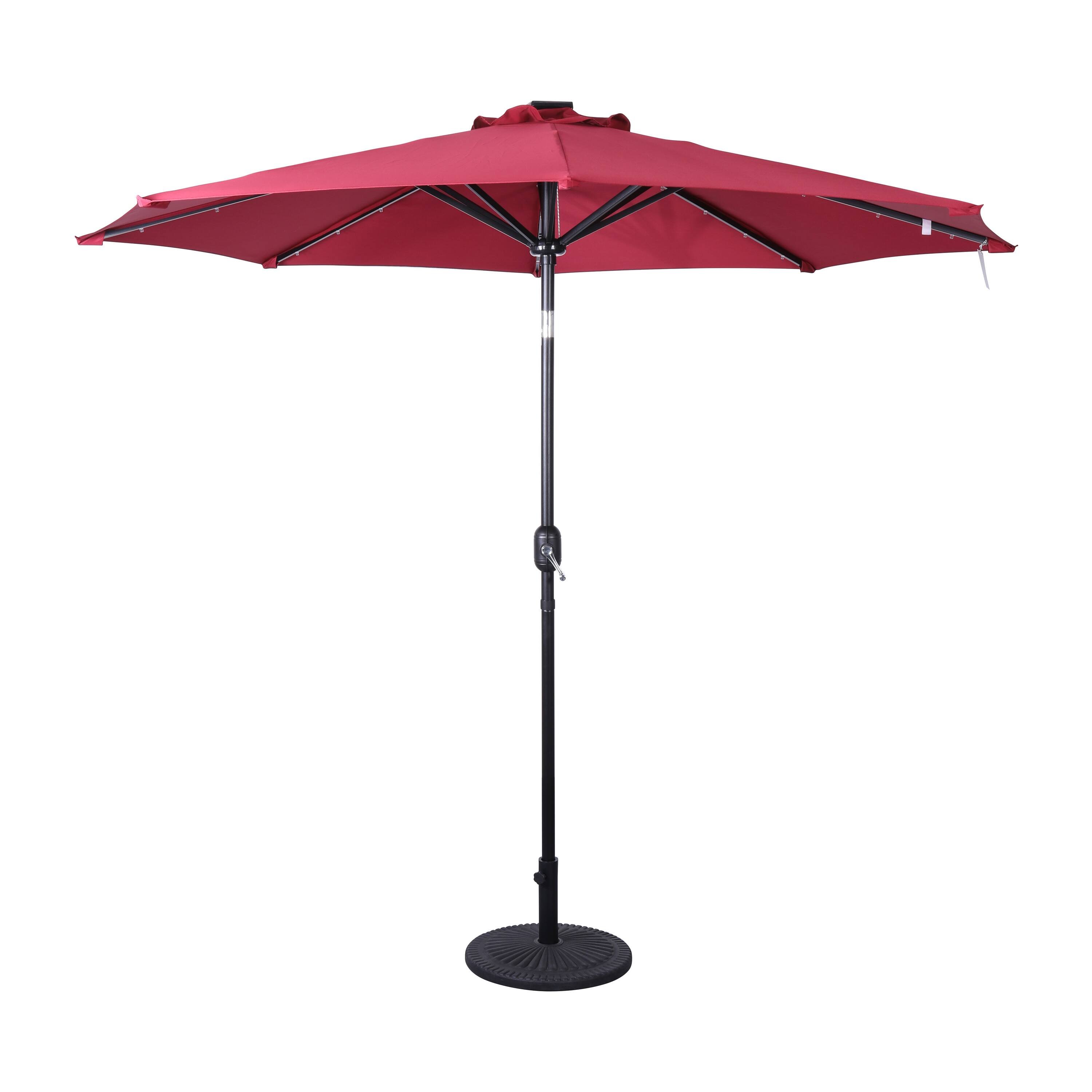 Alt View 1. Emma + Oliver - Hogan 9 FT Patio Umbrella with Solar LED Lights and Crank and Tilt Functions - Red.