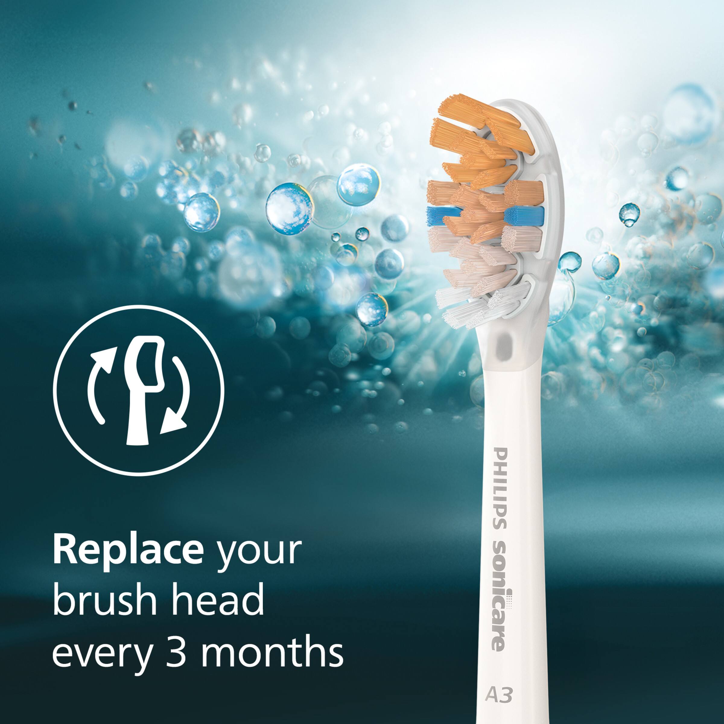 Replace your brush head every 3 months  
PHILIPS sonicare