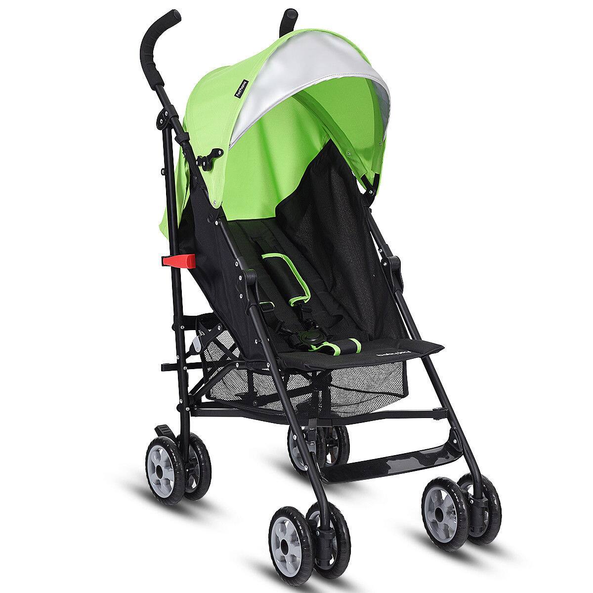 Alt View 4. Costway - Costway Folding Lightweight Baby Toddler Umbrella Travel Stroller with Storage Basket - Green.