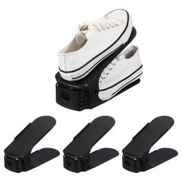 Unique Bargains - Shoe Slot Organizer 4pcs, 9.8x3.5x7.1 Inch Shoe Stacker Double Layer 50% Space Saver for Storage Closet Rack - Black