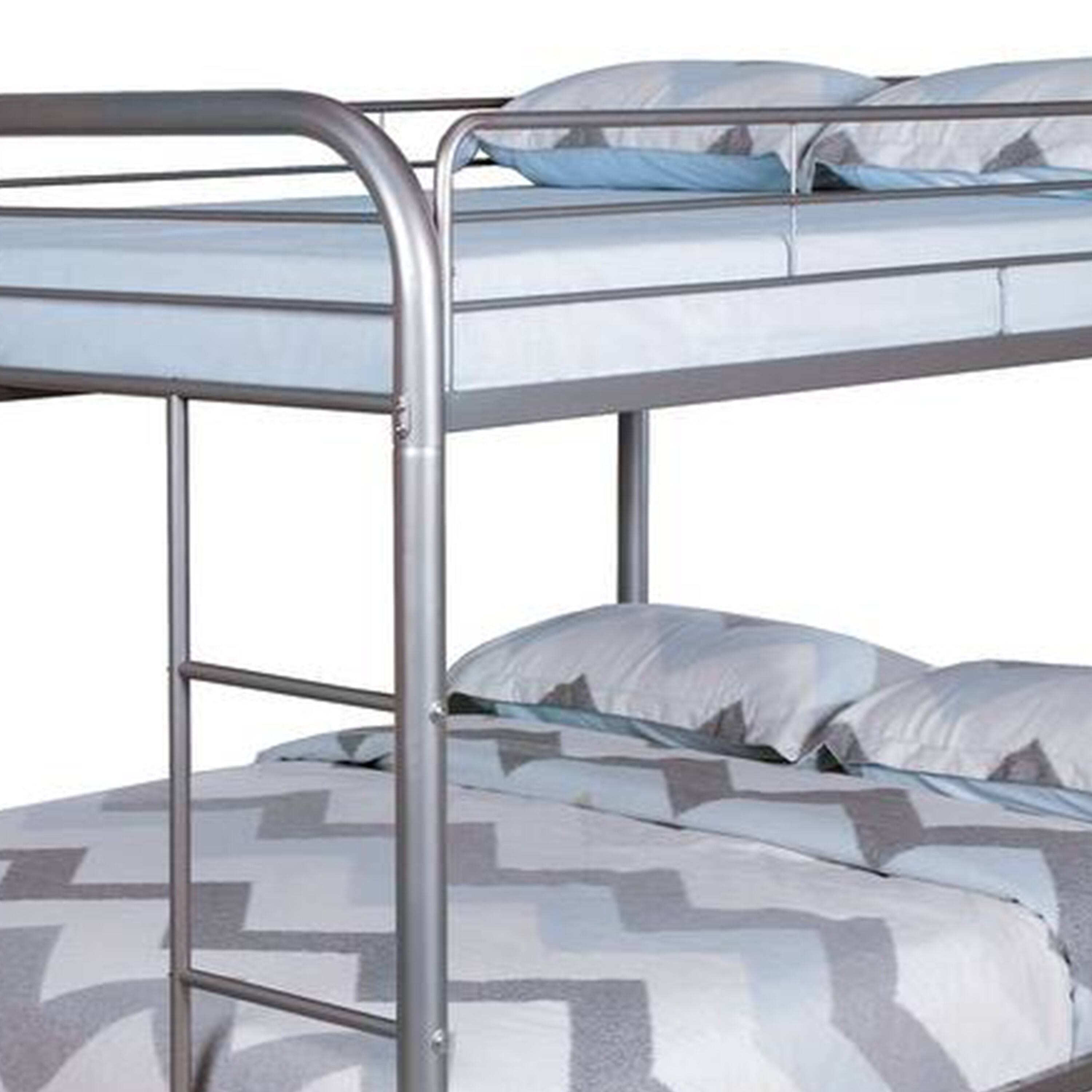 Angle. Manhattan Lane - Fegy Full over Full Bunk Bed with Ladder and Rails, Silver Metal Frame - Silver.