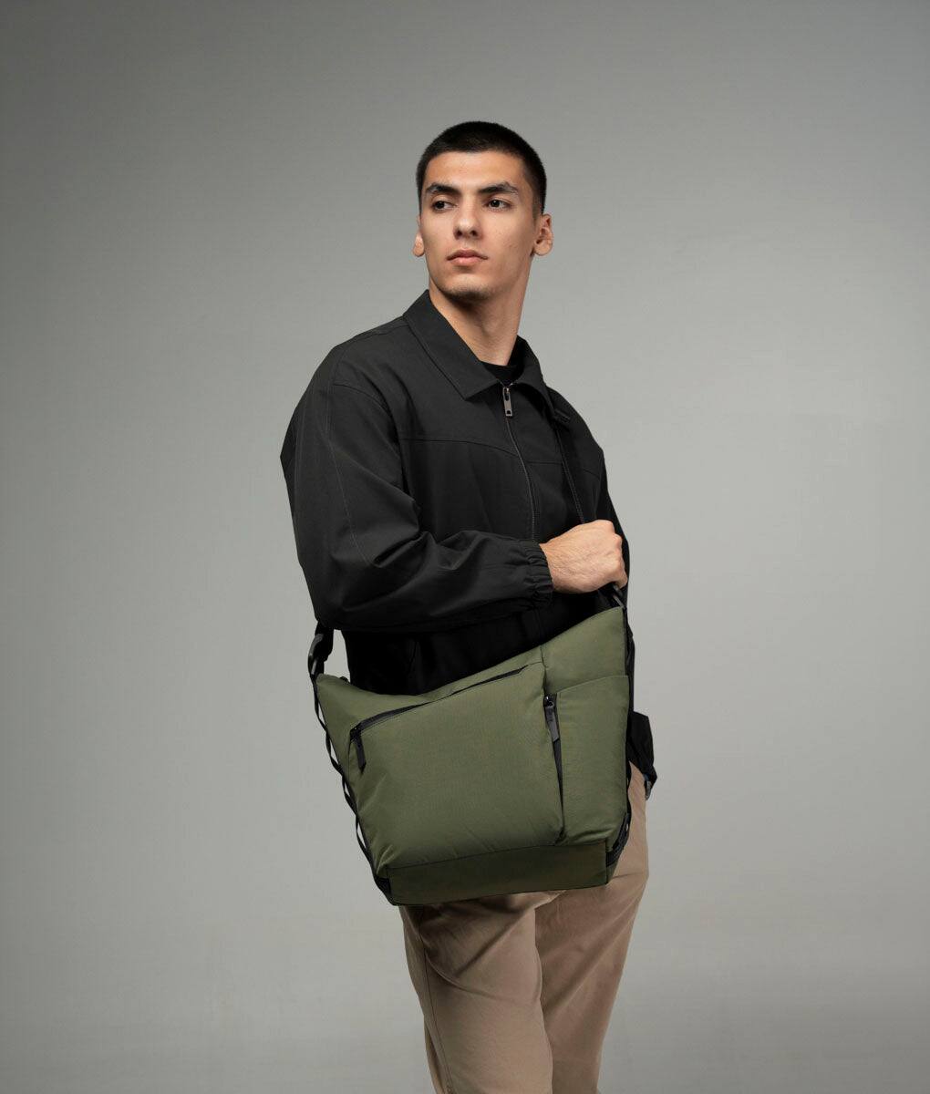Alt View 6. ALPAKA - Flow Satchel 10L Shoulder Bag for 13" Laptop with Water Bottle Holder - Green.