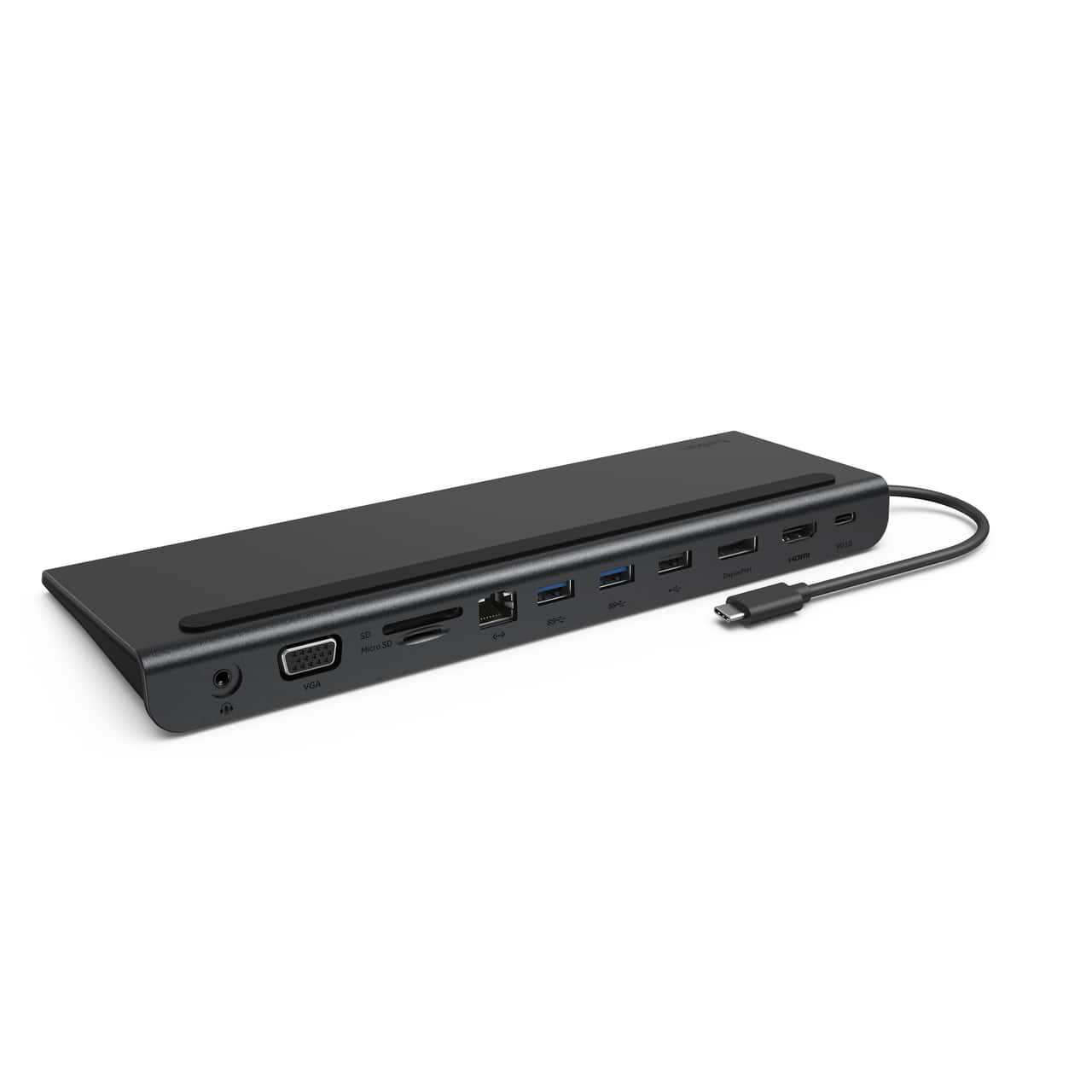 Belkin - 11-in-1 USB C Hub with 4K HDMI, DP, VGA, 100W PD Docking Station for MacBook Pro, Air, and more - Dark Gray - Front_Zoom