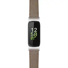 Front. StrapsCo - Textured Strap Leather Watch Band For Fitbit Inspire 3 - Brown.