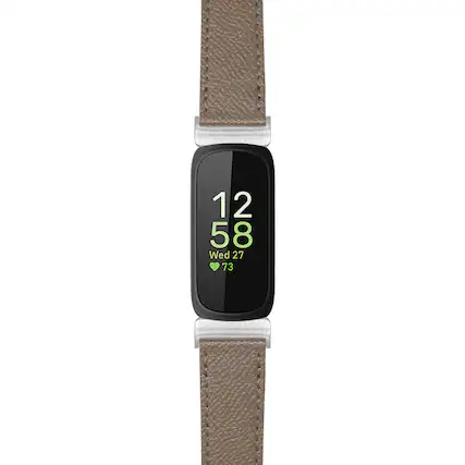 Front. StrapsCo - Textured Strap Leather Watch Band For Fitbit Inspire 3 - Brown.