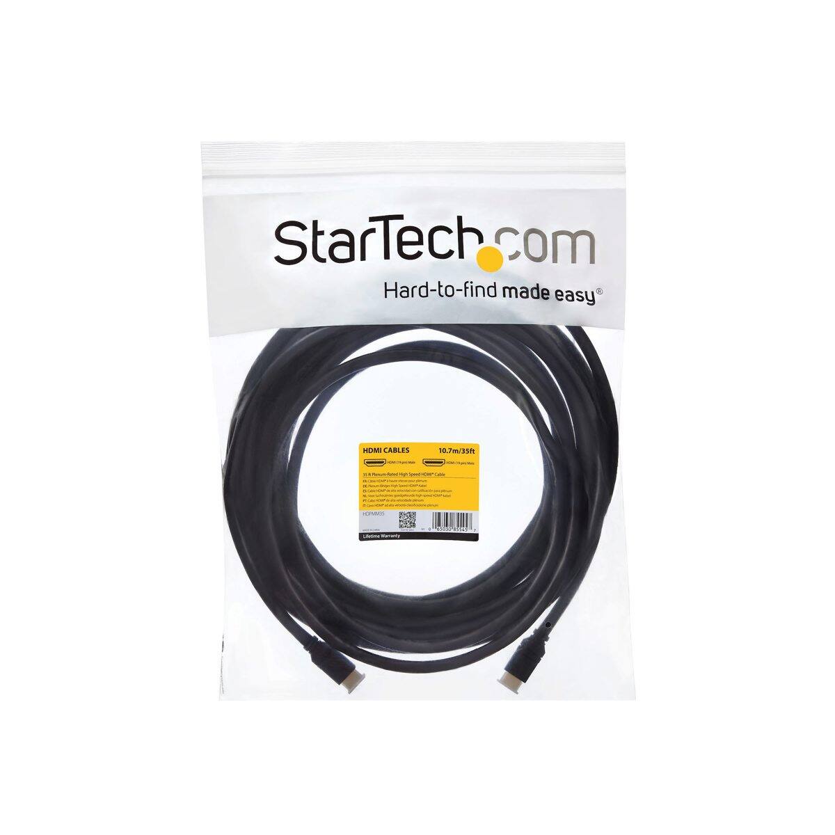 StarTech.com  
Hard-to-find made easy  
HDMI CABLES  
10.7m/35ft  
ONE AM Calle  
COMMO  
Uletime minenty  
4000005343