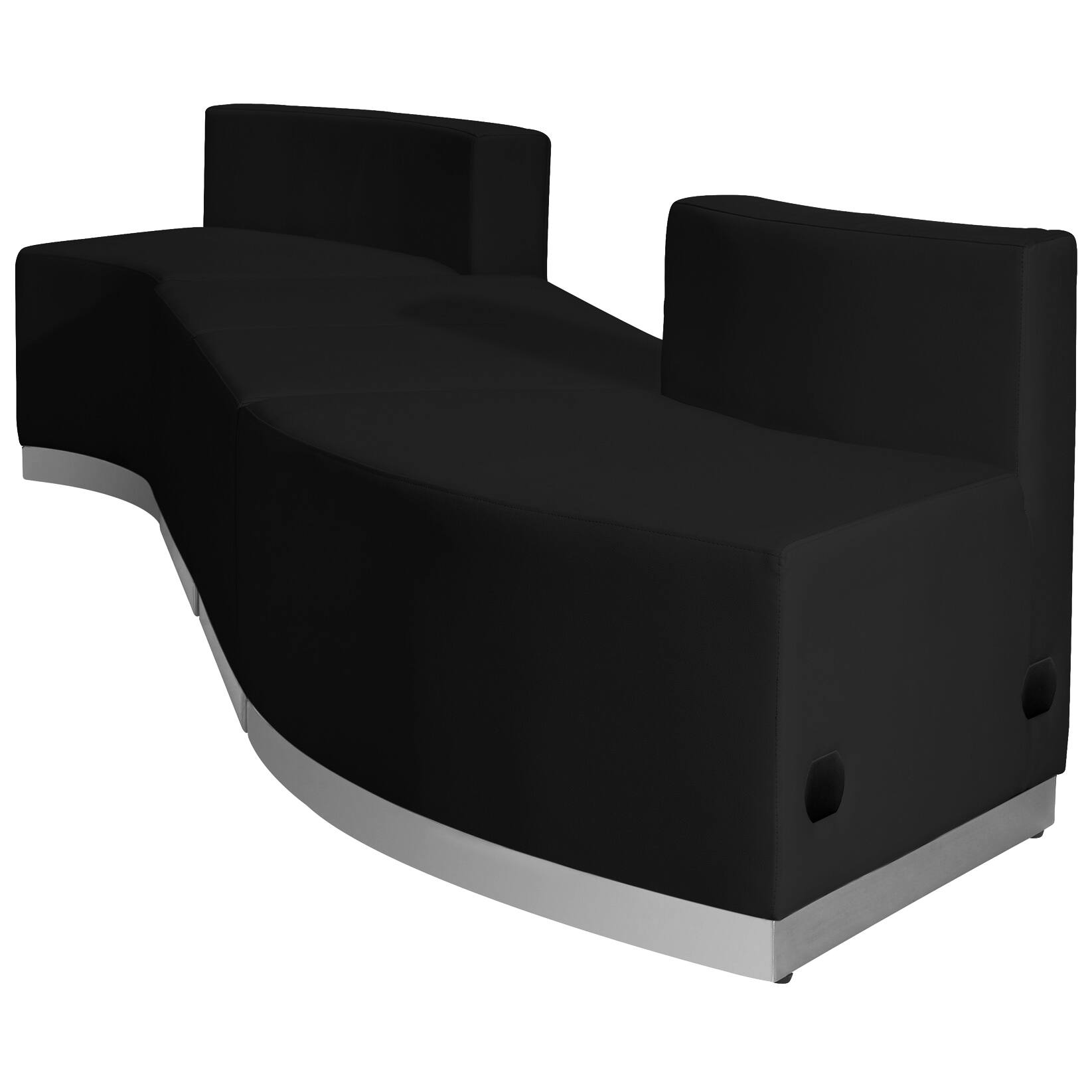 Alt View 3. Emma + Oliver - Faux Leather Modular Reception Seating Configuration, 4 Pieces - Black.