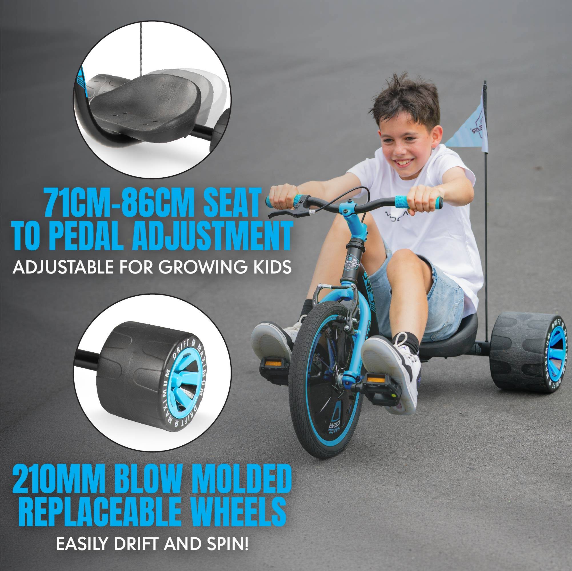 Drift Trike for Kids Ages 5+ – Big Wheel Ride On with Adjustable Seat ...
